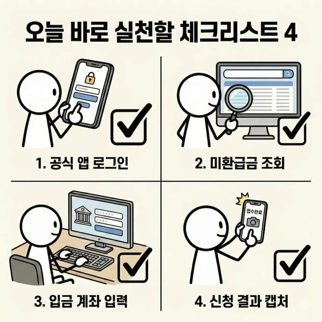 오늘 바로 실천하는 건강보험 환급금 신청 4가지 체크리스트(로그인, 조회, 계좌입력, 캡처)