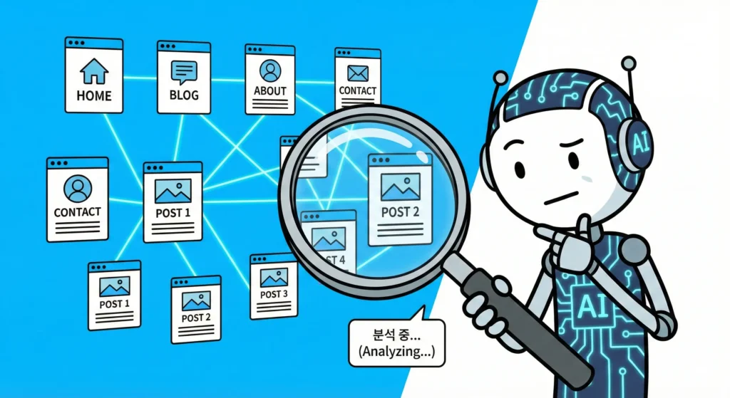 AI가 블로그의 컨텐츠를 확인하는 이미지