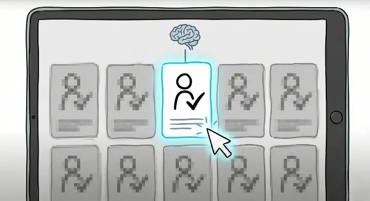 AI 검색 시대에서 슬롭 콘텐츠가 노출에서 밀리고 핵심 콘텐츠만 선택되는 구조를 보여주는 장면