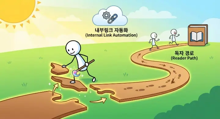 내부링크 자동화로 끊긴 길을 이어 독자 이동 경로를 만드는 장면