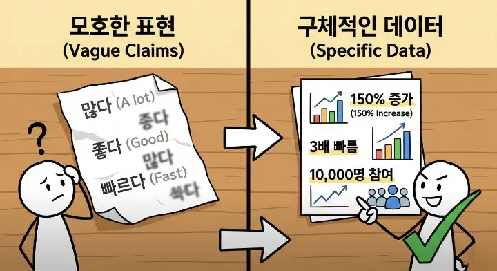 데이터 없는 글이 약한 이유를 설명하는 스틱맨 이미지