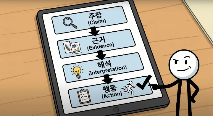 주장과 근거가 함께 있는 글이 AI 검색에서 더 신뢰를 얻는 구조 장면