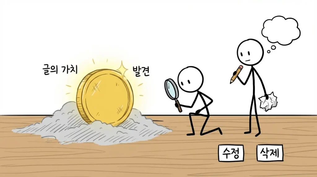 리라이트 vs 삭제 판단 기준에서 먼저 확인하는 글의 자산을 상징하는 장면