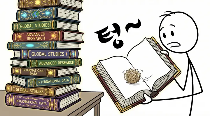 해외자료 인용 전략에서 자료 나열만 하면 근거가 비어 보일 수 있음을 보여주는 장면