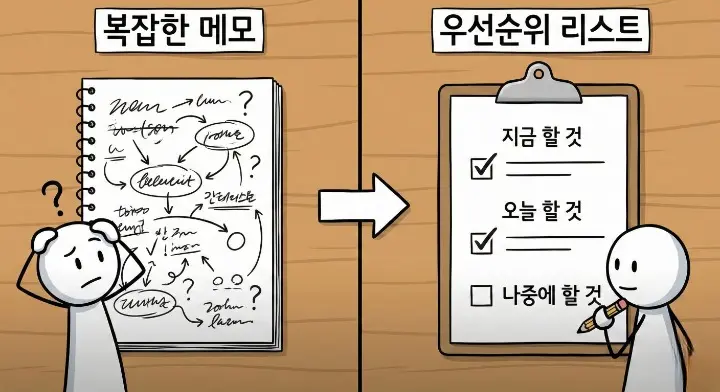 글에 우선순위 구조를 넣어 독자의 행동을 유도하는 장면