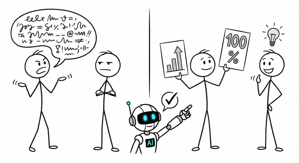 통계가 설명보다 빠르게 신뢰를 만드는 구조를 보여주는 장면